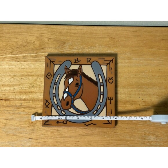 Decorative Horse Tile - Vintage 90s Earthtones Arizona Horse Tile Art - Picture 3 of 3
